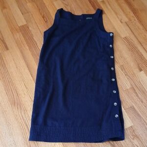 For Cynthia Navy Blue Sleeveless Button-Side Shift Dress